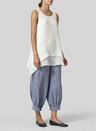 Summer Linen Crepe Gauze Sleeveless Layered Top