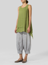 Summer Linen Double Hem Sleeveless Top