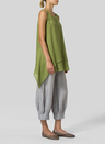 Summer Linen Double Hem Sleeveless Top