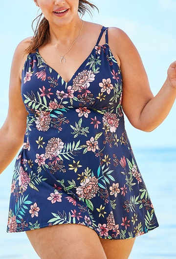 Floral 2 Piece V-Neck Swimdress