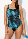 CHLORINE RESISTANT GREEN LABYRINTH SPLICED SPORT ONE PIECE SWIMSUIT