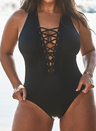CEO BLACK LACE UP ONE PIECE SWIMSUIT