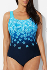 Chlorine Resistant Exploded Floral Sport One Piece Swimsuit